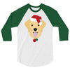golden retriever dog with red santa's hat 3/4 Sleeve Shirt