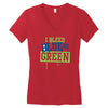 i bleed blue and green Women's V-Neck T-Shirt
