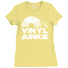 vinyl junkie white logo Ladies Fitted T-Shirt