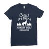 chill hungry wolf Ladies Fitted T-Shirt