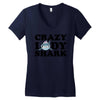 crazy lady shark Women's V-Neck T-Shirt