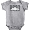 legends are born in june Baby Onesie