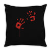 bloody hand print funny zombie kill undead blood horror killer Throw Pillow