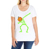 pumpkin skeleton dabbing Ladies Curvy T-Shirt