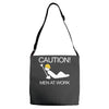 caution men at work Adjustable Strap Totes