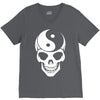 yin yang skull V-Neck Tee