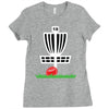 disc golf frisbee leaning on target basket innova Ladies Fitted T-Shirt