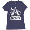 white ink camping is in tents funny Ladies Fitted T-Shirt