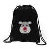 christmas reindeer rudolph Drawstring Bags