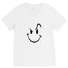 evil acid house smiley smily face mens t shirt V-Neck Tee