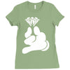 cartoon hands holding diamond Ladies Fitted T-Shirt