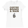 coffee books &amp; rain Ladies Fitted T-Shirt