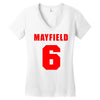 baker mayfield new jersey number Women's V-Neck T-Shirt