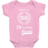 made in 1945 70 years of being awesome Baby Bodysuit