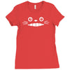 totoro smiling face   cute neko cat kawaii japanese anime otaku gift t Ladies Fitted T-Shirt