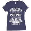 Super Cool Pop Pop Of A Freaking Awesome Grandson Ladies Fitted T-Shirt