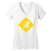 ninja crossing sign Women's V-Neck T-Shirt