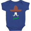 ladies sombrero  funny retro mexico mustache designer Baby Bodysuit