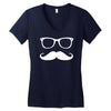mustache glasses nerd Women's V-Neck T-Shirt