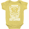 Never Underestimate Dog Rescuer Who Was Born September Baby Onesie