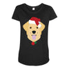 golden retriever dog with red santa's hat Maternity Scoop Neck T-shirt