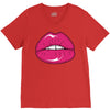 lips shiny V-Neck Tee