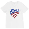 disstressed america flag heart V-Neck Tee