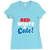 red white and cute Ladies Fitted T-Shirt