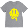 melting acid smiley face V-Neck Tee