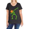 pumpkin skeleton dabbing Ladies Curvy T-Shirt