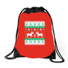 reindeer christmas ugly sweater Drawstring Bags