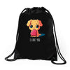 puppy love Drawstring Bags