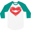 lip print heart 3/4 Sleeve Shirt