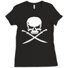 biker pirate skull bones swords Ladies Fitted T-Shirt