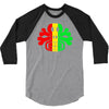 rasta skull and crossbones reggae dub club rave 3/4 Sleeve Shirt
