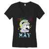 unicorns are born in may cute unicorn Women's V-Neck T-Shirt