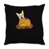 corgi pumpkin Throw Pillow