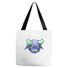 blue monster with horns Tote Bags