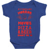 horror movies, pizza and beer Baby Bodysuit
