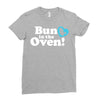 Bun in the Oven with Heart Baby Boy Ladies Fitted T-Shirt