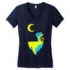 moon cat Women's V-Neck T-Shirt