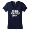 young beautiful deadly Women's V-Neck T-Shirt