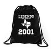 legends are born in 2001 hoodie 9 Drawstring Bags