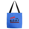 the goat white t shirt greatest of all time basketball baseball footba Tote Bags