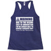 warning due to the rising cost of ammo Racerback Tank