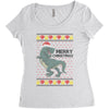ugly dinosaur merry christmas Women's Triblend Scoop T-shirt