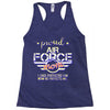 military, women's proud air force mom of her military son u Racerback Tank