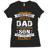 Super Cool Dad Of A Freaking Awesome Son Ladies Fitted T-Shirt