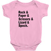 rock paper scissors lizard spock big bang theory geek nerd gift t shir Baby Onesie