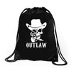 outlaw cow boy motor bike Drawstring Bags